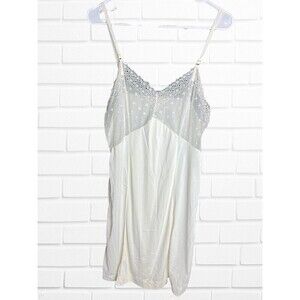 Vintage‎ Women's White Slip Dress Sheer Floral Size Medium